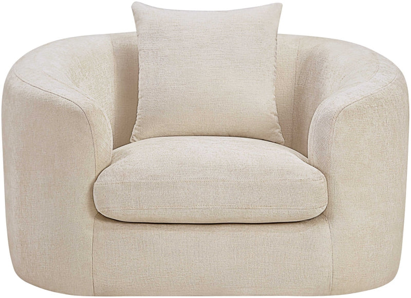 Penelope Chenille Fabric Upholstered Accent Chair in Beige - 44073Beige-C
