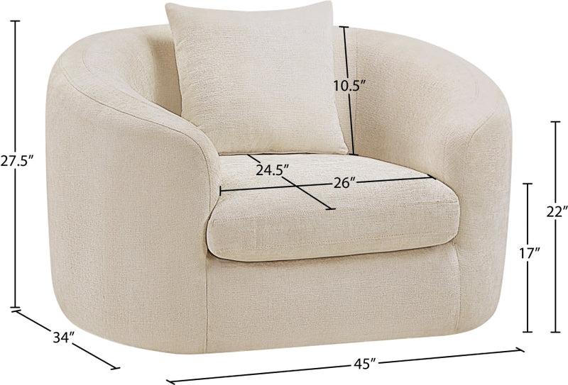 Penelope Chenille Fabric Upholstered Accent Chair in Beige - 44073Beige-C