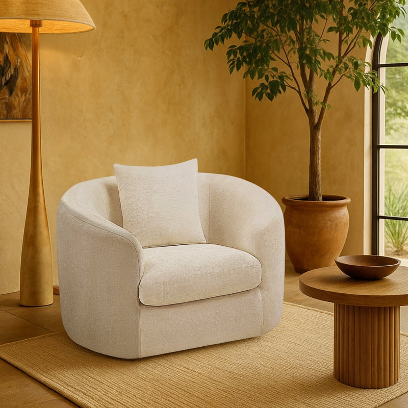 Penelope Chenille Fabric Upholstered Accent Chair in Beige - 44073Beige-C