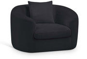 Penelope Chenille Fabric Upholstered Accent Chair in Black - 44073Black-C