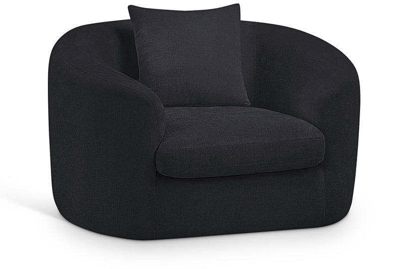 Penelope Chenille Fabric Upholstered Accent Chair in Black - 44073Black-C