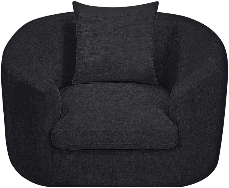 Penelope Chenille Fabric Upholstered Accent Chair in Black - 44073Black-C