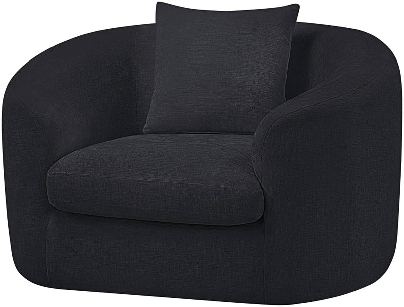 Penelope Chenille Fabric Upholstered Accent Chair in Black - 44073Black-C
