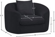 Penelope Chenille Fabric Upholstered Accent Chair in Black - 44073Black-C