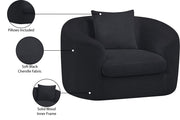 Penelope Chenille Fabric Upholstered Accent Chair in Black - 44073Black-C