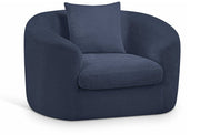 Penelope Chenille Fabric Upholstered Accent Chair in Blue - 44073Navy-C
