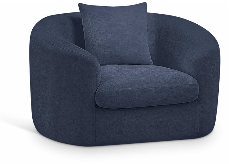 Penelope Chenille Fabric Upholstered Accent Chair in Blue - 44073Navy-C