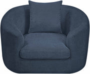 Penelope Chenille Fabric Upholstered Accent Chair in Blue - 44073Navy-C