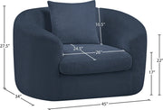 Penelope Chenille Fabric Upholstered Accent Chair in Blue - 44073Navy-C