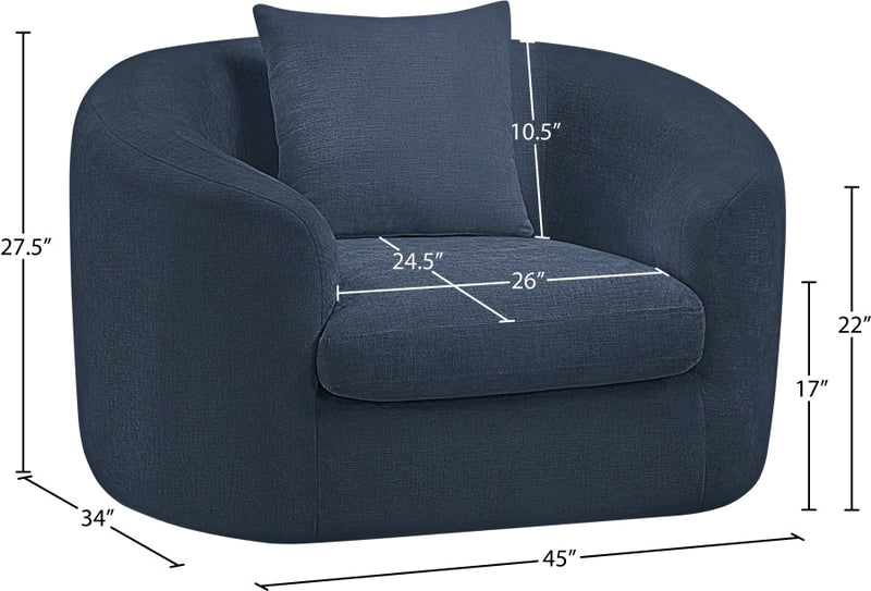 Penelope Chenille Fabric Upholstered Accent Chair in Blue - 44073Navy-C