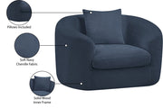 Penelope Chenille Fabric Upholstered Accent Chair in Blue - 44073Navy-C