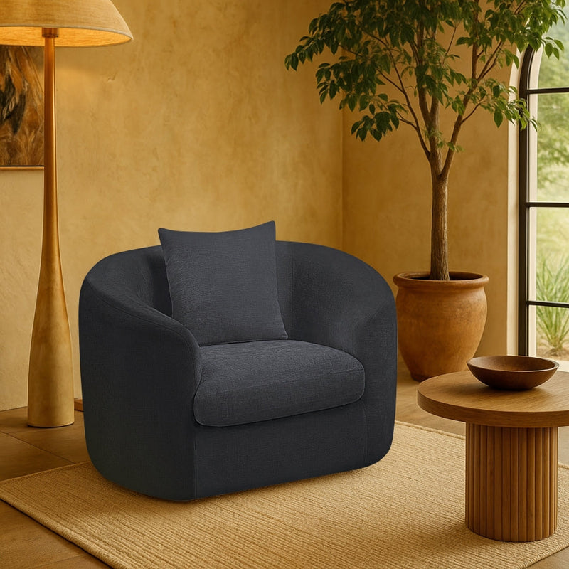 Penelope Chenille Fabric Upholstered Accent Chair in Blue - 44073Navy-C
