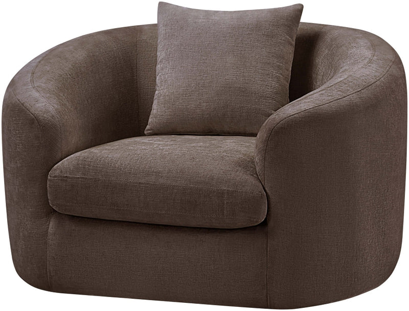 Penelope Chenille Fabric Upholstered Accent Chair in Brown - 44073Brown-C