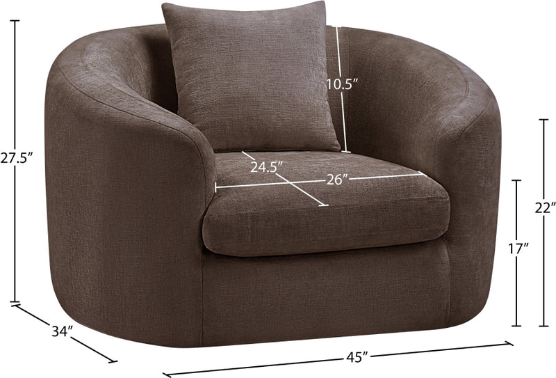 Penelope Chenille Fabric Upholstered Accent Chair in Brown - 44073Brown-C