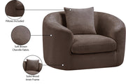 Penelope Chenille Fabric Upholstered Accent Chair in Brown - 44073Brown-C