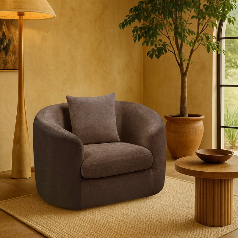 Penelope Chenille Fabric Upholstered Accent Chair in Brown - 44073Brown-C