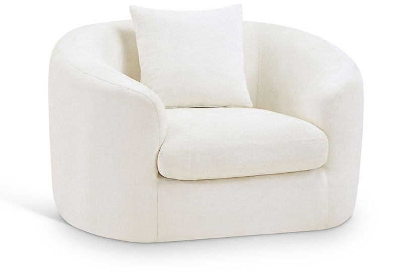 Penelope Chenille Fabric Upholstered Accent Chair in Cream - 44073Cream-C