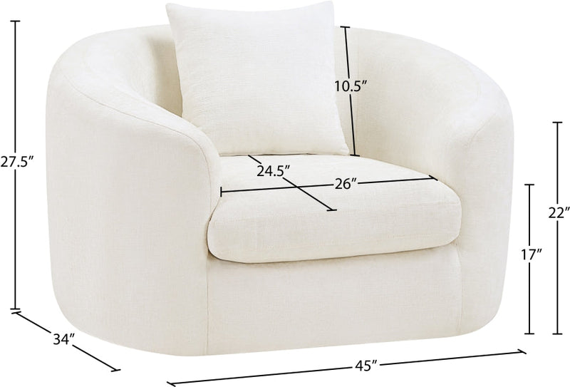 Penelope Chenille Fabric Upholstered Accent Chair in Cream - 44073Cream-C