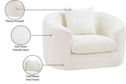 Penelope Chenille Fabric Upholstered Accent Chair in Cream - 44073Cream-C