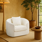 Penelope Chenille Fabric Upholstered Accent Chair in Cream - 44073Cream-C