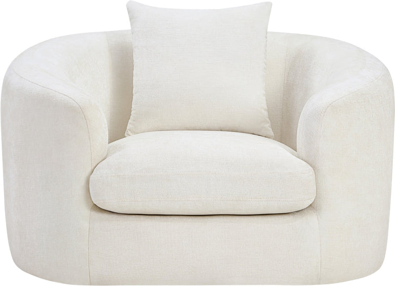 Penelope Chenille Fabric Upholstered Accent Chair in Cream - 44073Cream-C