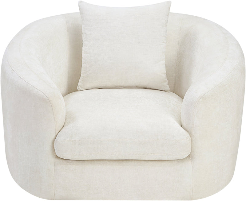Penelope Chenille Fabric Upholstered Accent Chair in Cream - 44073Cream-C