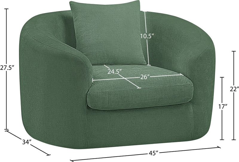 Penelope Chenille Fabric Upholstered Accent Chair in Green - 44073Green-C