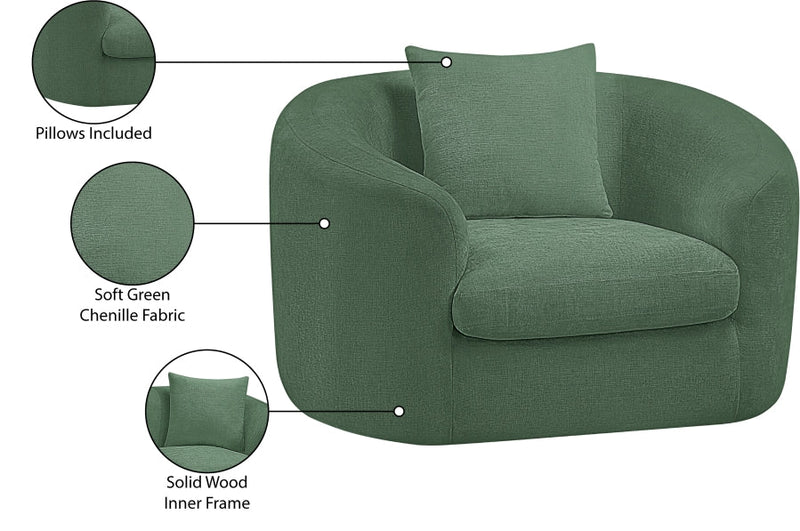 Penelope Chenille Fabric Upholstered Accent Chair in Green - 44073Green-C