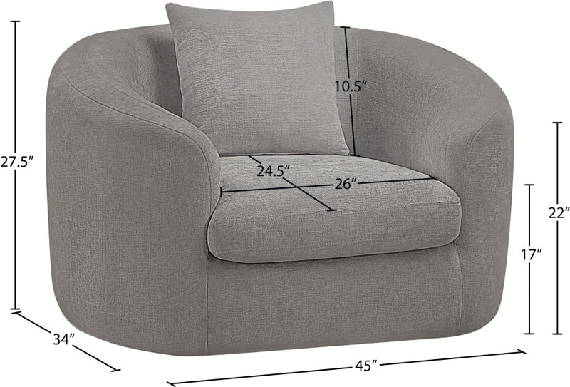 Penelope Chenille Fabric Upholstered Accent Chair in Grey - 44073Grey-C