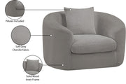 Penelope Chenille Fabric Upholstered Accent Chair in Grey - 44073Grey-C