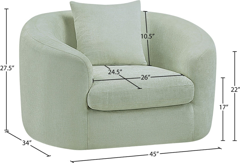 Penelope Chenille Fabric Upholstered Accent Chair in Mint - 44073Mint-C