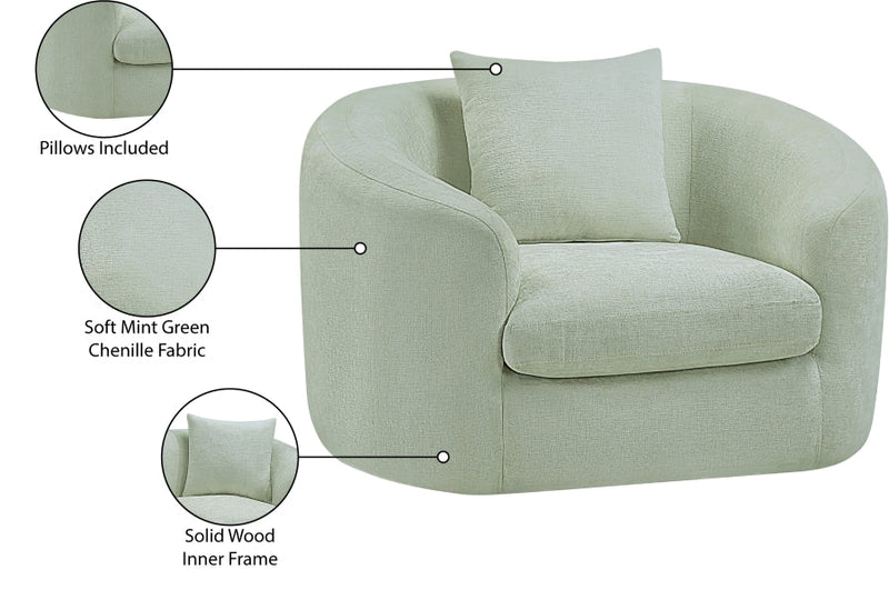 Penelope Chenille Fabric Upholstered Accent Chair in Mint - 44073Mint-C