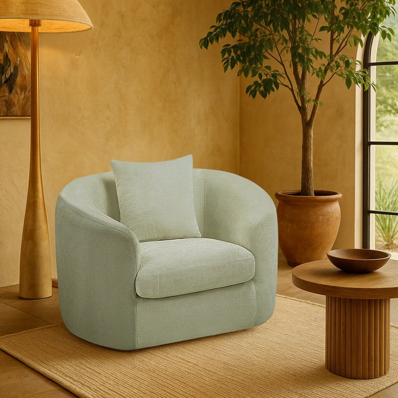 Penelope Chenille Fabric Upholstered Accent Chair in Mint - 44073Mint-C