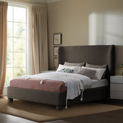 Penny Boucle Fabric King Bed Brown - Gate FurnitureKing Bed