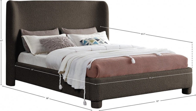 Penny Boucle Fabric King Bed Brown - Gate FurnitureKing Bed