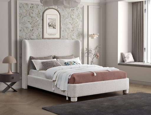 Penny Boucle Fabric King Bed Cream - Gate FurnitureKing Bed