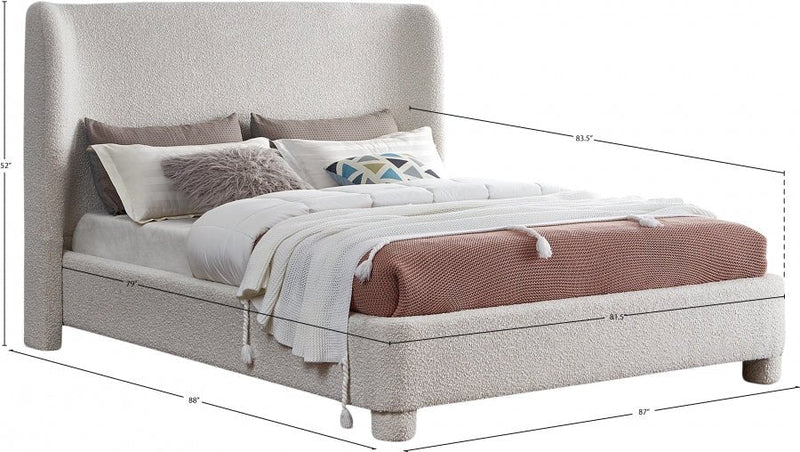 Penny Boucle Fabric King Bed Cream - Gate FurnitureKing Bed