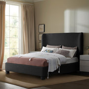 Penny Boucle Fabric Queen Bed Black - Gate FurnitureQueen Bed