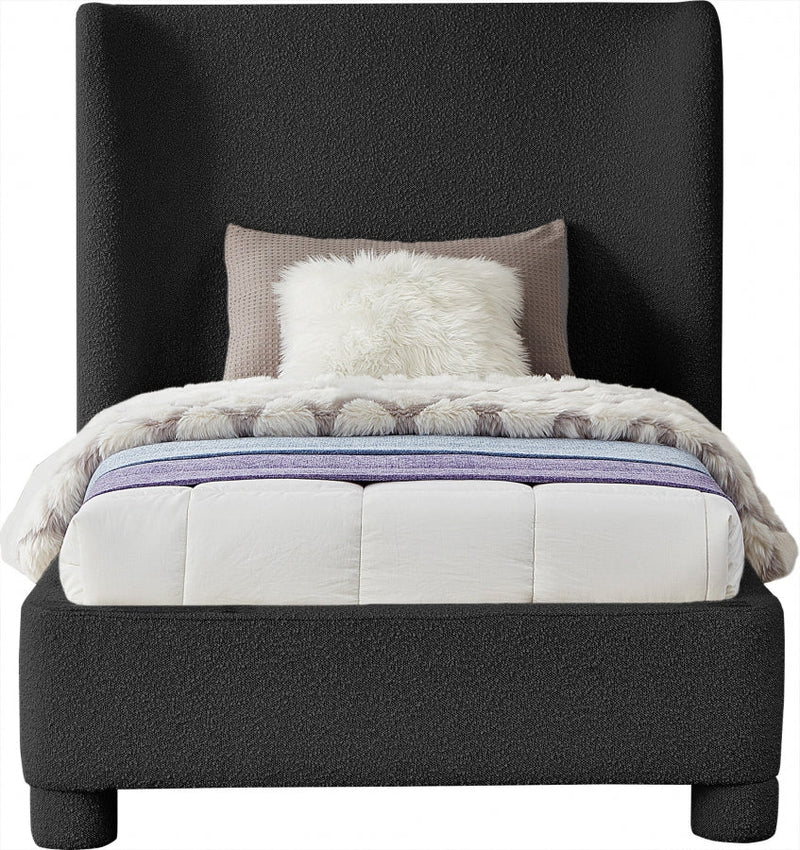 Penny Boucle Fabric Twin Bed Black - Gate FurnitureTwin Bed