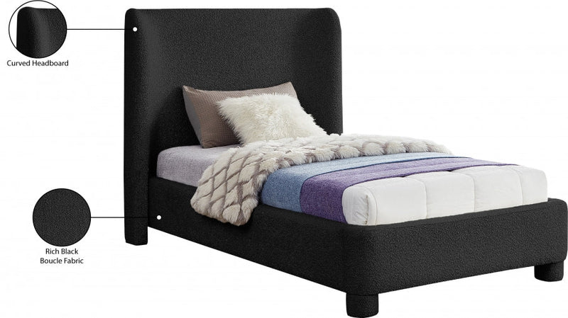Penny Boucle Fabric Twin Bed Black - Gate FurnitureTwin Bed