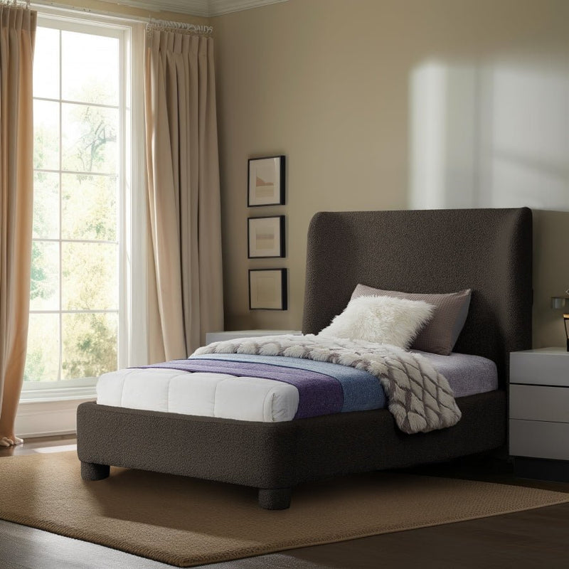 Penny Boucle Fabric Twin Bed Brown - Gate FurnitureTwin Bed