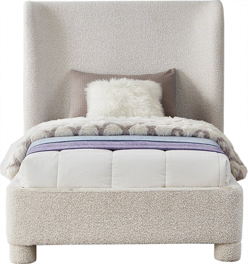 Penny Boucle Fabric Twin Bed Cream - Gate FurnitureTwin Bed