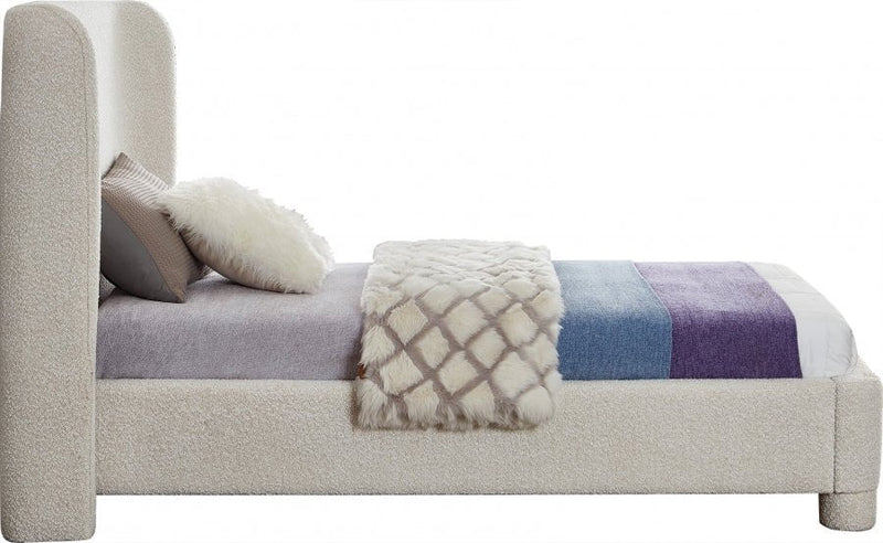 Penny Boucle Fabric Twin Bed Cream - Gate FurnitureTwin Bed