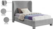 Penny Boucle Fabric Twin Bed Grey - Gate FurnitureTwin Bed