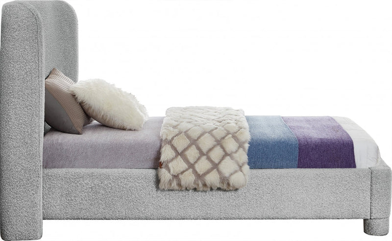 Penny Boucle Fabric Twin Bed Grey - Gate FurnitureTwin Bed