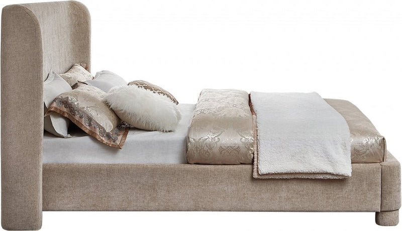 Penny Chenille Fabric King Bed Beige - Gate FurnitureKing Bed