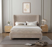 Penny Chenille Fabric King Bed Beige - Gate FurnitureKing Bed
