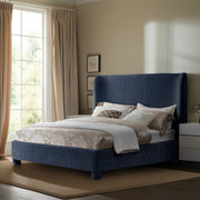 Penny Chenille Fabric King Bed Blue - Gate FurnitureKing Bed