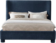 Penny Chenille Fabric King Bed Blue - Gate FurnitureKing Bed