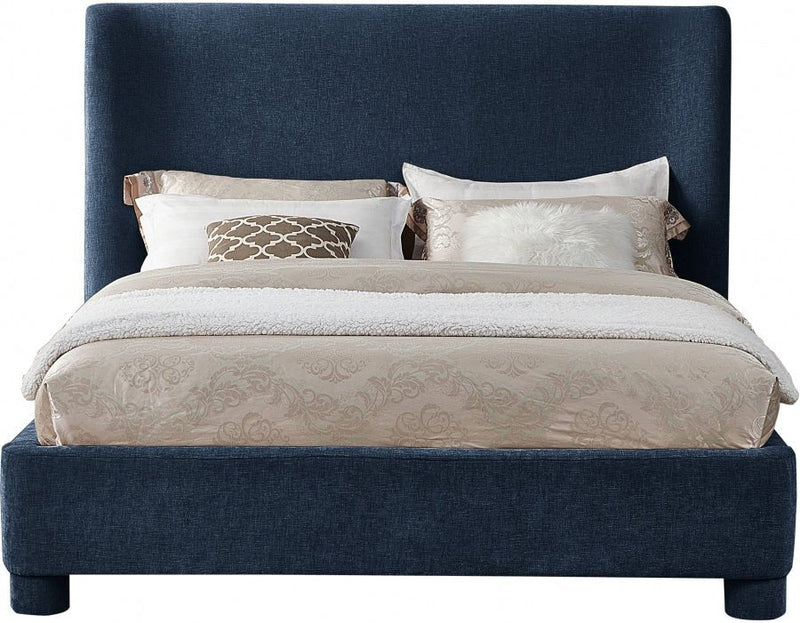 Penny Chenille Fabric King Bed Blue - Gate FurnitureKing Bed